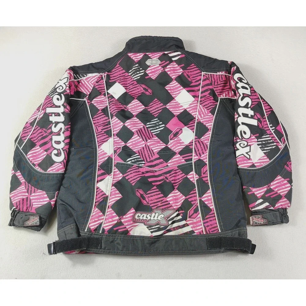 Castle X Jacket Girls XL Pink Black Geometric Insulated Ski Snow Winter Racewear